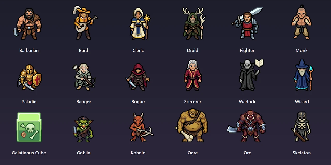 18 animated character sprites