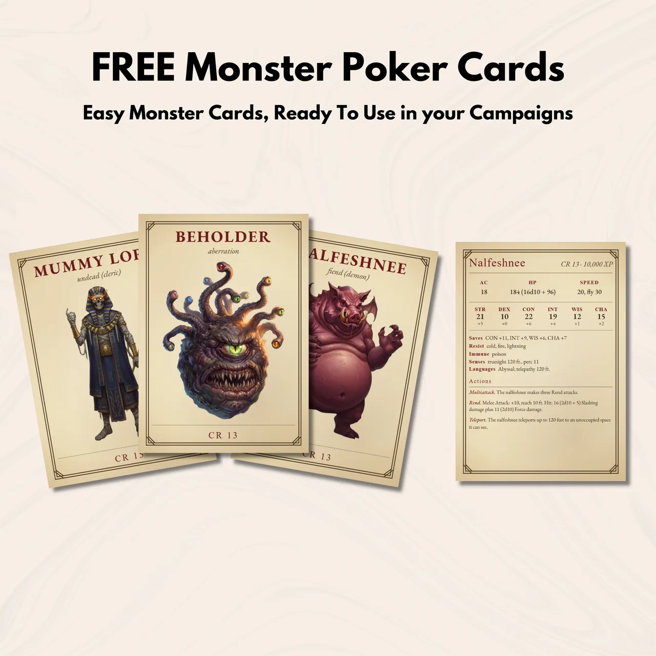20 free monster cards