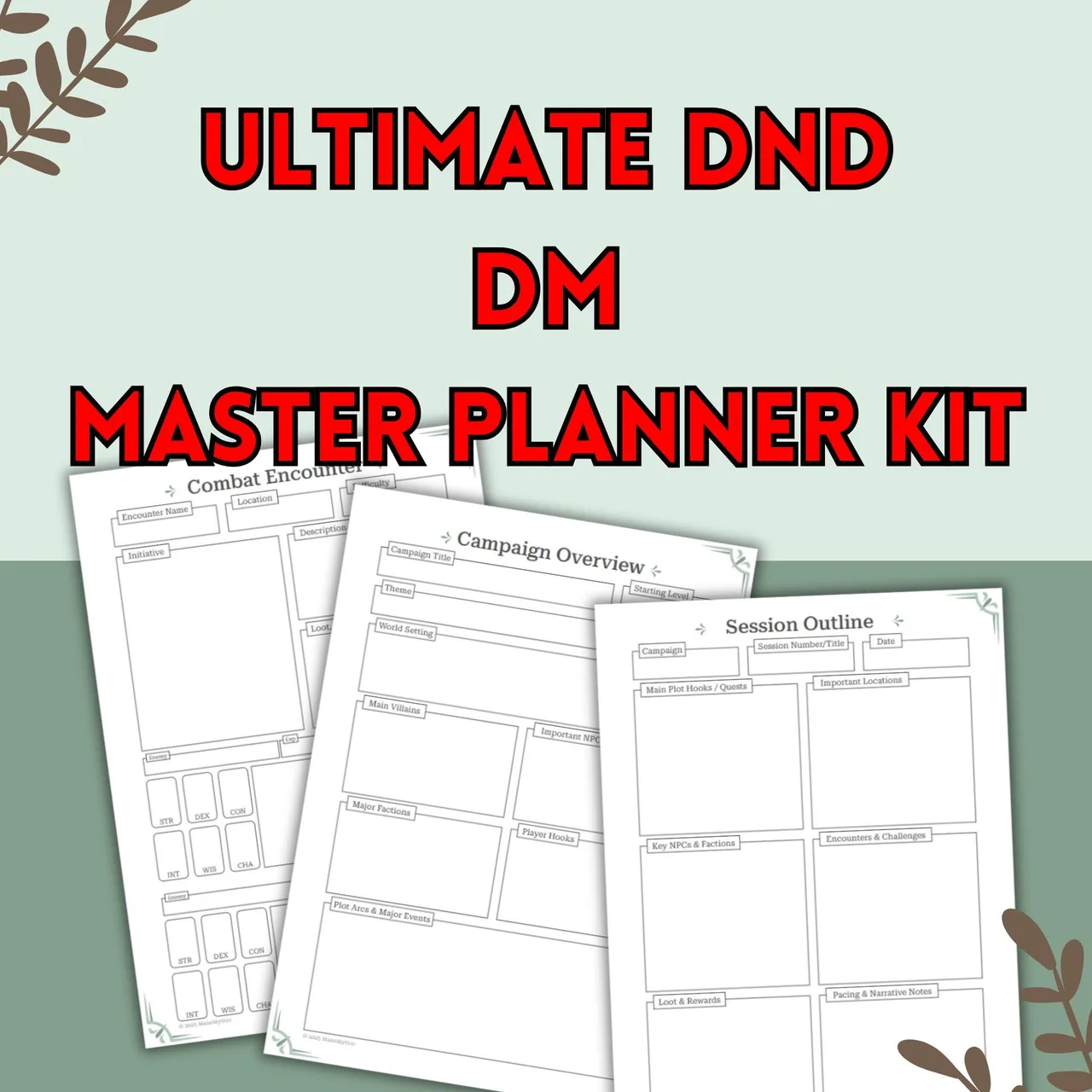 DnD DM planning kit spreadsheet for session recaps, prep and between-session campaign tracking