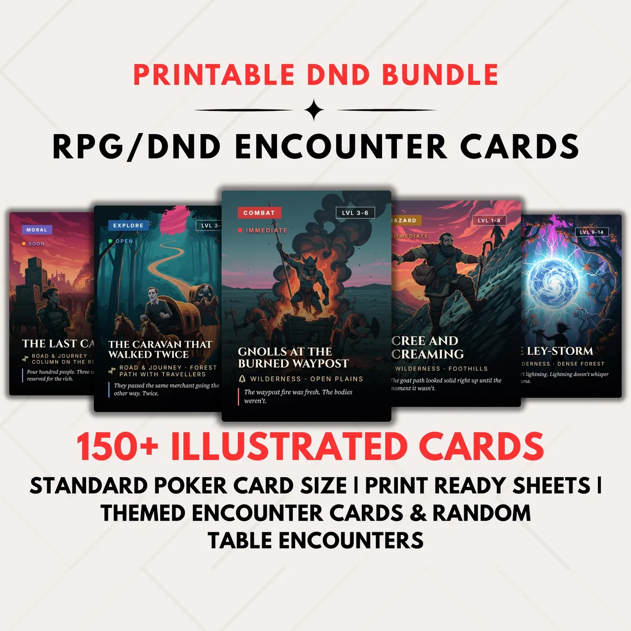 Printable D&D random encounter card deck for 5e